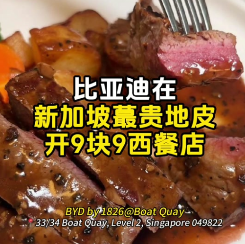 比亚迪在新加坡蕞贵地皮开9块9西餐店