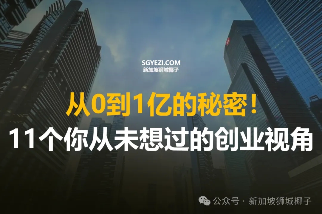 新加坡企业家成功的11种新视角